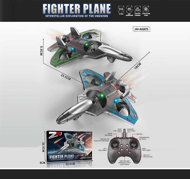 Літак на радіокеруванні 479-1 (36) 2 кольори, пульт 2.4 GHz, підсвічування, USB-кабель, поворот на 360°, акум. 3.7V, запасні лопаті,викрутка,в коробці