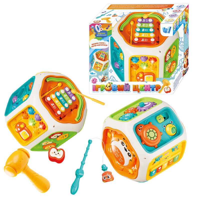 Ігровий центр 65540 (24) "WToys", ОЗВУЧ УКР МОВОЮ, підсвіч, пісні, казки, скоромовки, цифри, муз інструменти, магнітна риболовля, сортер, в коробці