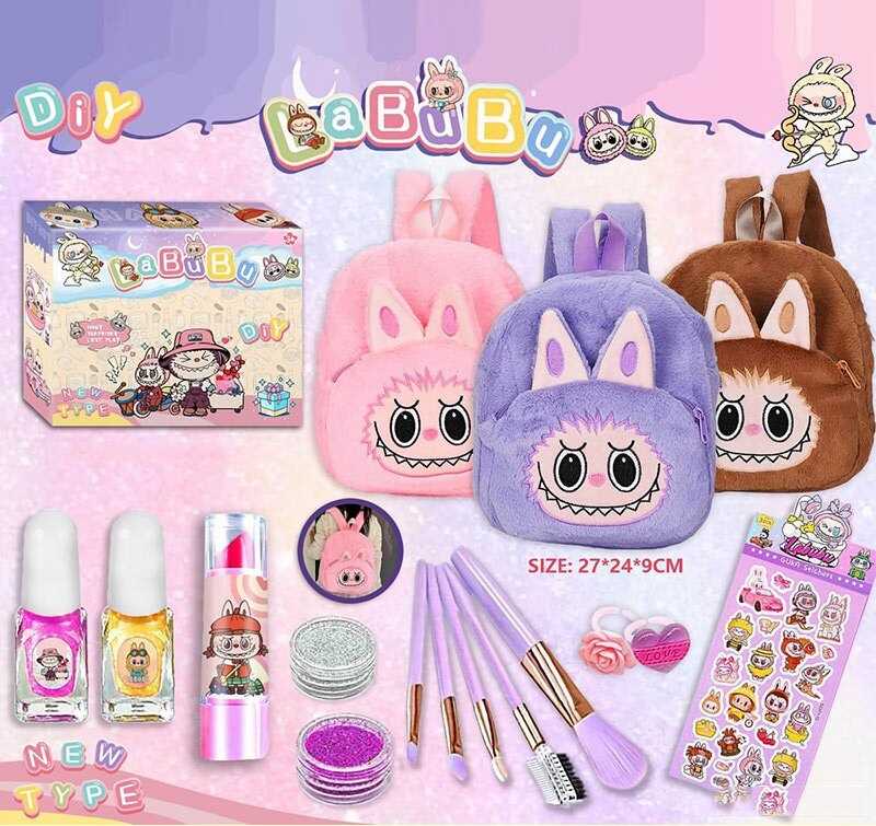 Набір косметики L 5338 (120/2) 3 види, герой, рюкзак, 2 відділення, на блискавці, регульовані ремінці, наліпки, пензлики, лак, помада, блискітки, каблучки, в коробці, ВИДАЄТЬСЯ ТІЛЬКИ МІКС ВИДІВ