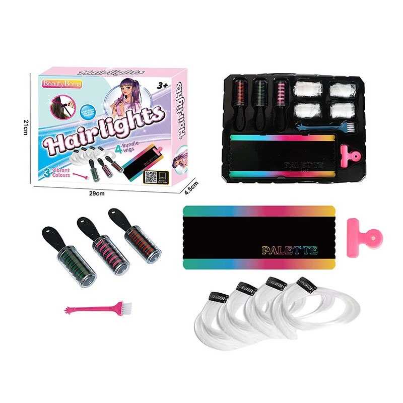 Набір перукаря RY 6372 (96/2)  крейда для волосся, 4 пасма, щіточка, затискач, в коробці