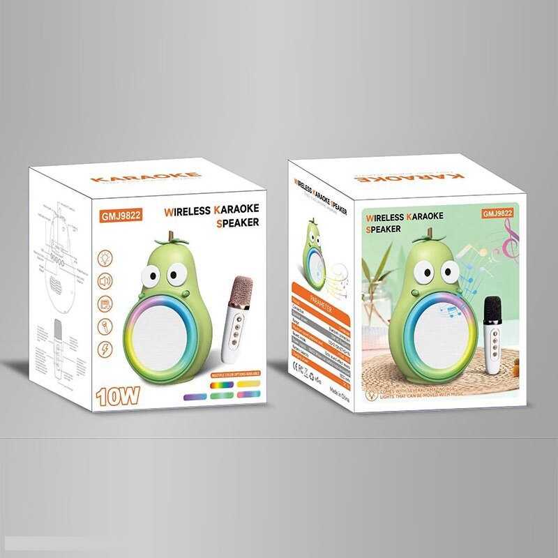 Караоке GMJ 9822 (36) 1 мікроф,режими підсвіч, вбуд акум, Bluetooth,слот TF Card, USB-type-c каб, USBроз’єм, AUXроз’єм,зміна голос, в коробці