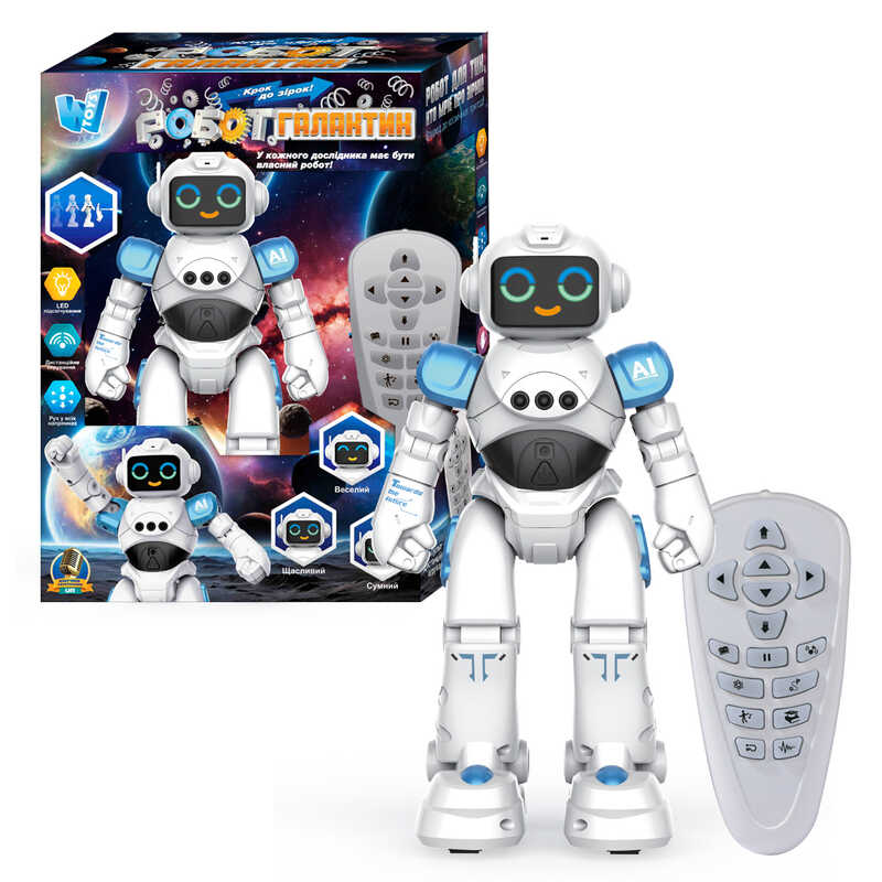 Робот Галактик 62313 (6) "WToys", ОЗВУЧУВАННЯ УКРАЇНСЬКОЮ МОВОЮ, лед-підсвіч., сенсорні датчики, рух, 6 пісень, 6 історій, вікторина, в коробці