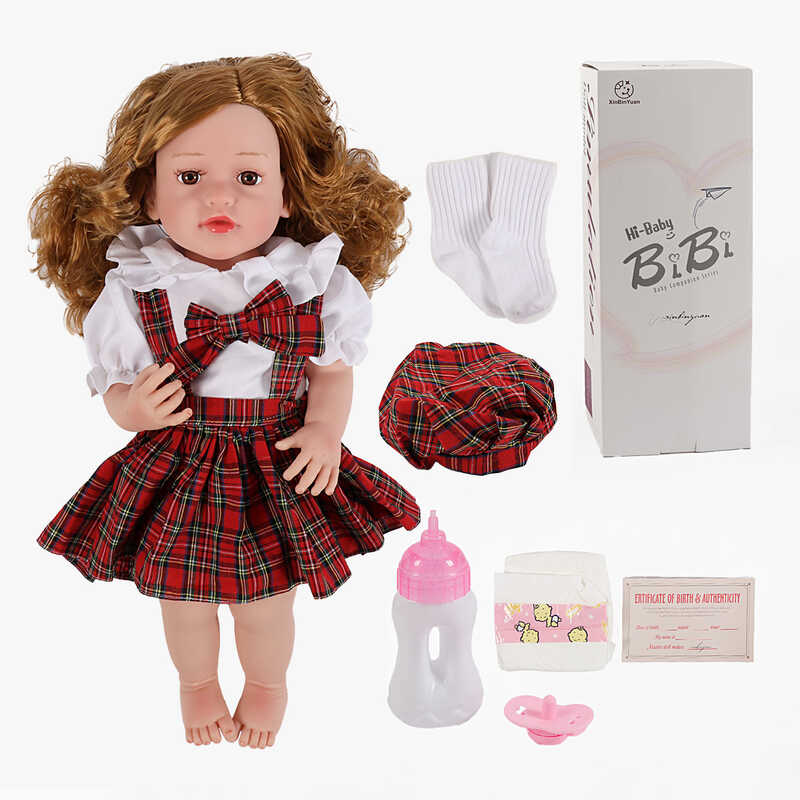 Лялька XBY 5539 (12) висота 52 см, гумова, пляшечка, памперс, соска, шкарпетки, шапочка, в коробці