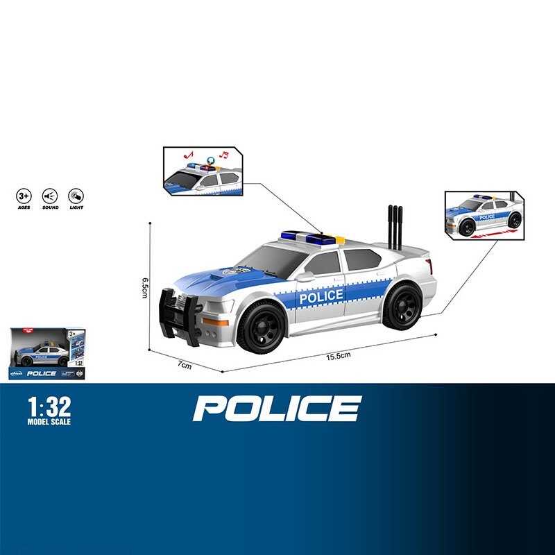 Машинка WY 1151 B (96) "Поліція", звук, підсвічування, масштаб 1:32, інерція, в коробці