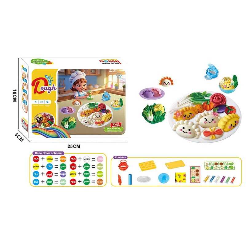 Тісто для ліплення 9008 (72/2) прес, 6 кольорів тіста, фігурна форма, дощечка, ніж, мисочка, тарілочка, в коробці