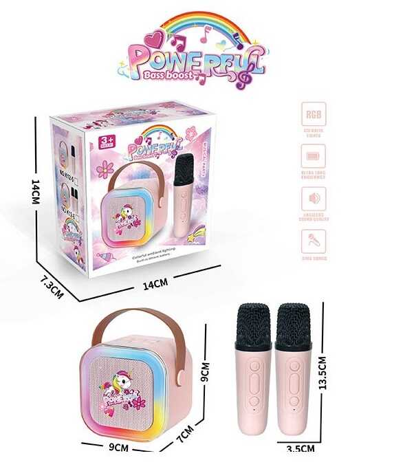 Караоке K 12-6 (48/2) 2 мікрофони, вбуд. акум., Bluetooth, слот для TF, type-С, AUX, зміна голосу, мінус, регул. гучності/світла, в коробці