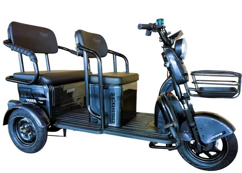Електричний трицикл Corso «RAW» RW-220075 (1) + 1 ЯЩИК АКУМ, двигун 1200W, акумулятор 72V/28Ah графеновий, колеса 300-10, в коробці