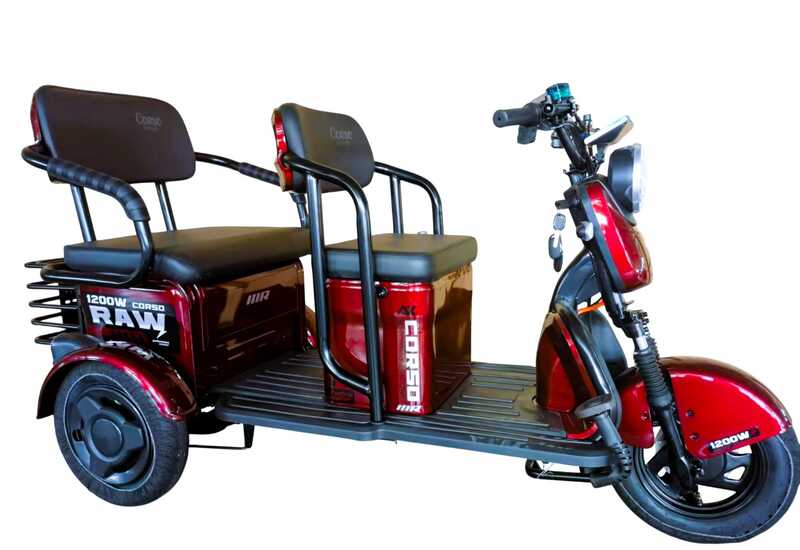 Електричний трицикл Corso «RAW» RW-756698 (1) + 1 ЯЩИК АКУМ, двигун 1200W, акумулятор 72V/28Ah графеновий, колеса 300-10, в коробці