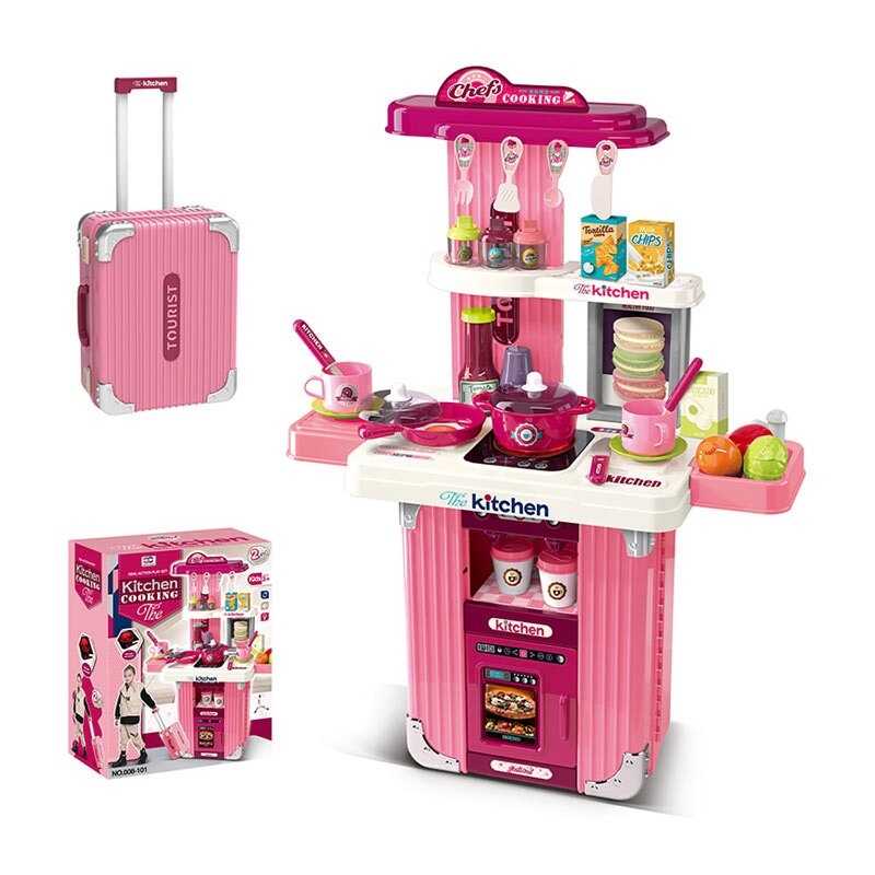 Кухня 008-101 (8) 2 в 1: кухня+валіза, висота 66 см, підсвічування, звуки приготування, регуляція звуку, посуд, продукти, приладдя, в коробці