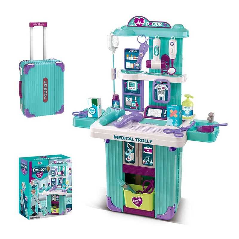 Набір лікаря 008-105 (8) валіза, висувна ручка, монітор, термометр, сканер, дзеркало, молоточок, окуляри, ножиці, шприц, в коробці