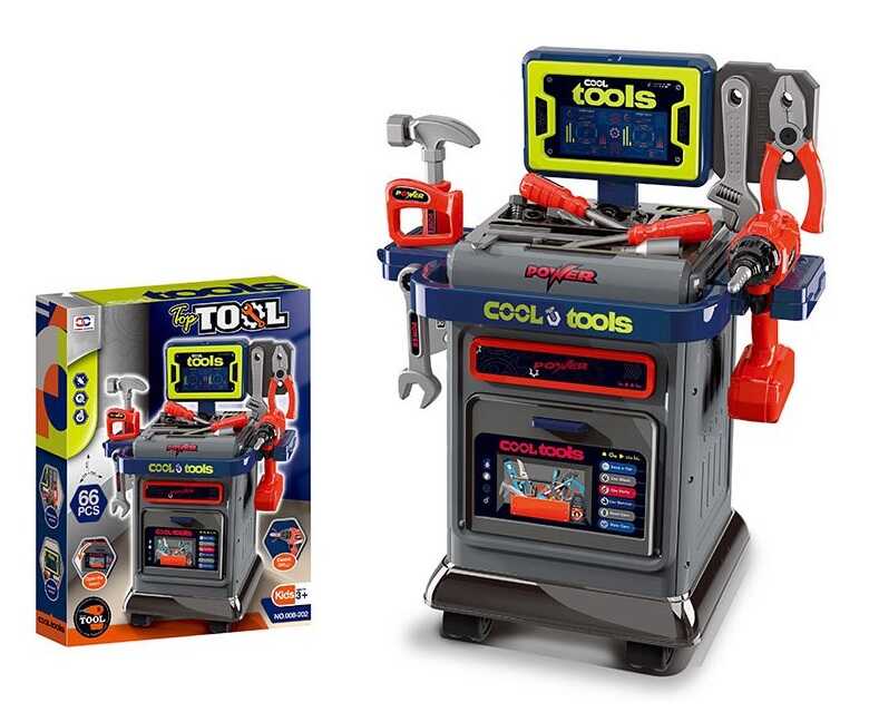 Набір інструментів 008-202 (8) 41 елемент, верстат, автоматичний шуруповерт, реверс, пилка, викрутки, штангенциркуль, молоток, гайковий ключ,в коробці