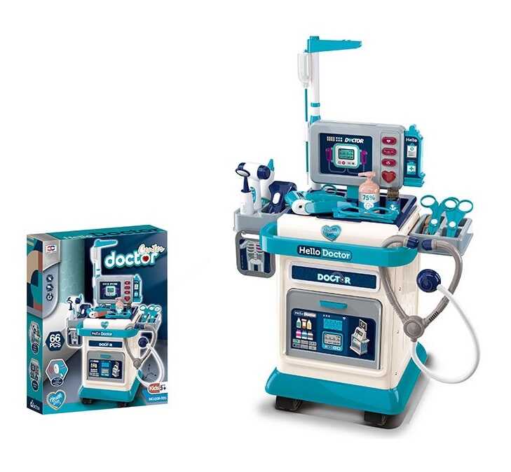 Набір лікаря 008-205 (8)медичний центр, розмір: 25х44х66 см, монітор, електричний термометр, звук, підсв., сканер, стетоскоп, ліки, інструм, в коробці