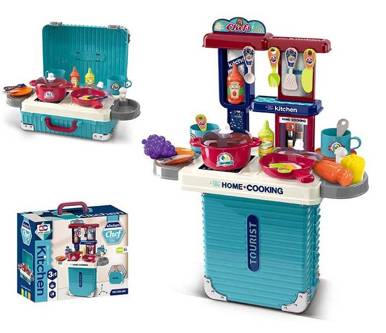 Кухня 008-306 (24) 3 в 1: кухня+валіза, висота 47 см, посуд, продукти, приладдя, в коробці