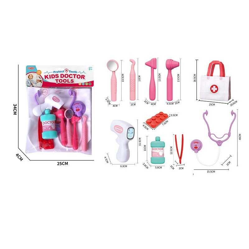 Набір лікаря A 80-2 (144/2) термометр, стетоскоп, дзеркальце для огляду, пінцет, медична сумочка, в коробці