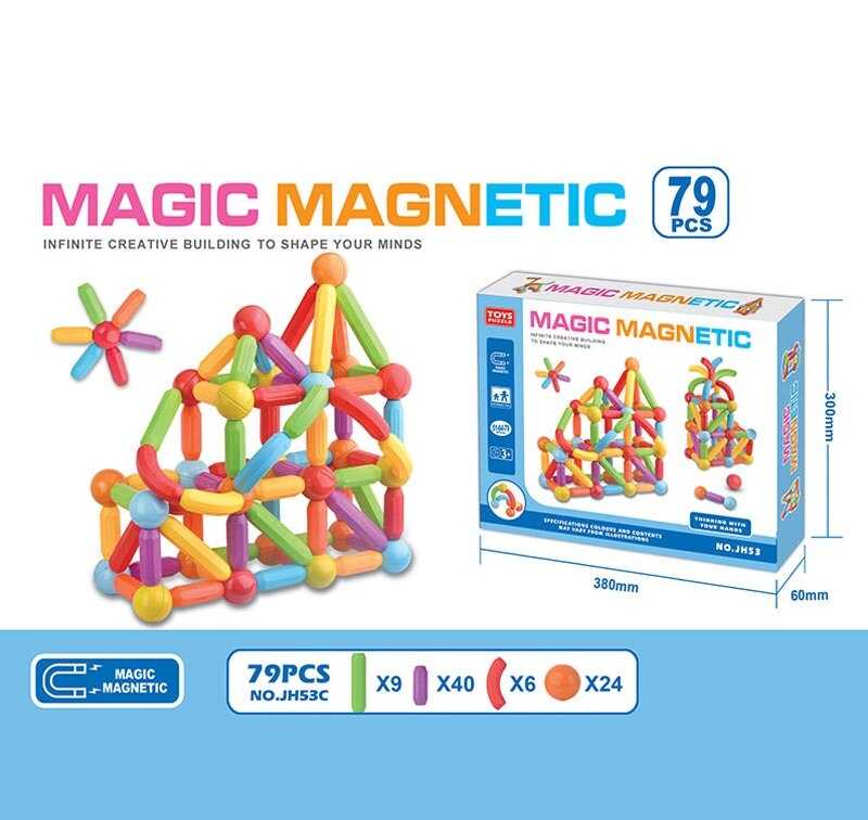 Магнітний конструктор JH 53 C (36/2) 79 деталей, в коробці