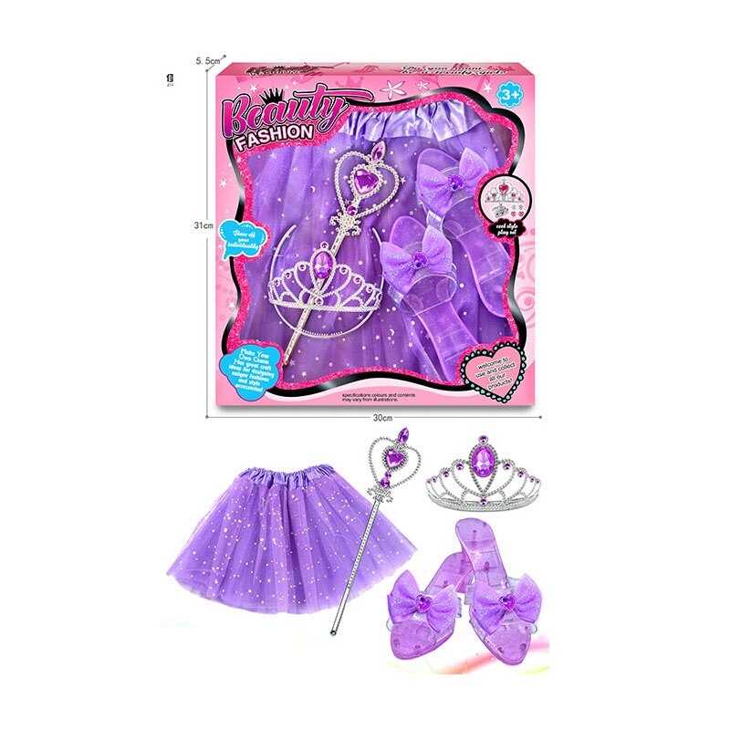 Набір прикрас JY 7310 (48/2) корона, черевики, спідниця, чарівна паличка, в коробці