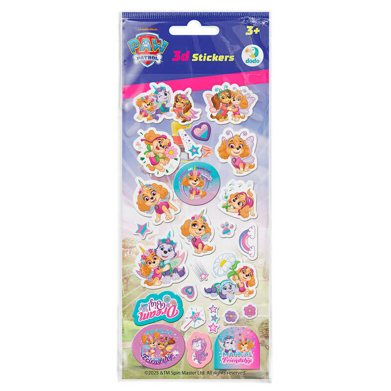 гр Набір 3D-наліпок "Paw Patrol. Щенята-Єдиноріжки" 200673 (96) "DoDo", 3D, в пакеті