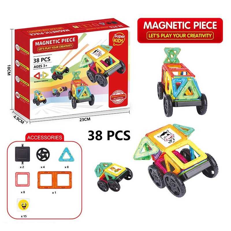 Магнітний конструктор 2266-30 (72) 38 деталей, наліпки, в коробці