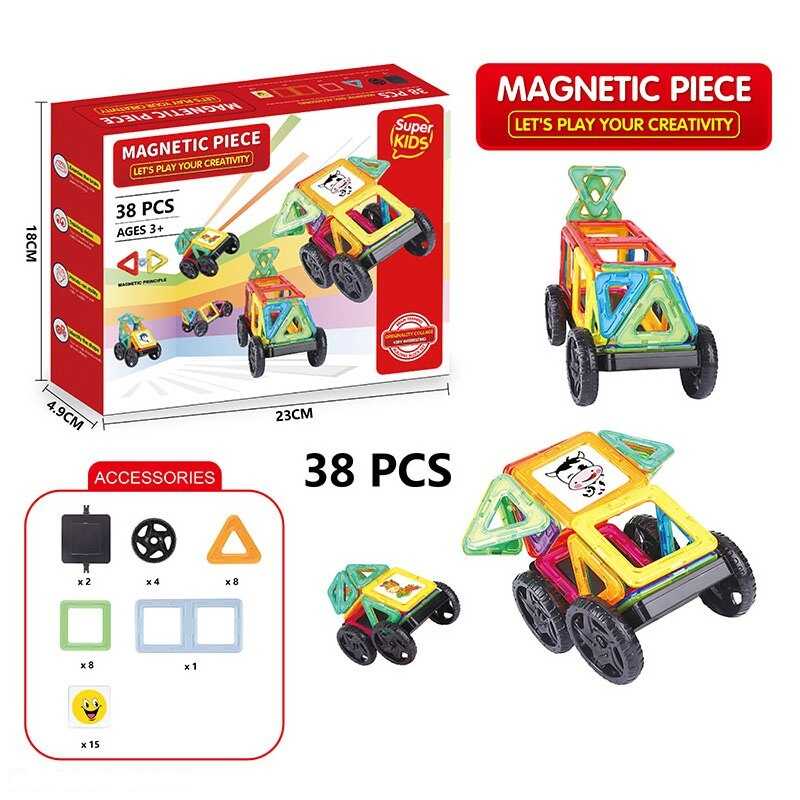 Магнітний конструктор 3366-30 (72) 38 деталей, наліпки, в коробці