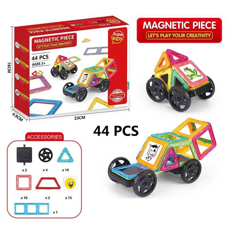 Магнітний конструктор 2266-31 (72) 44 деталі, наліпки, в коробці