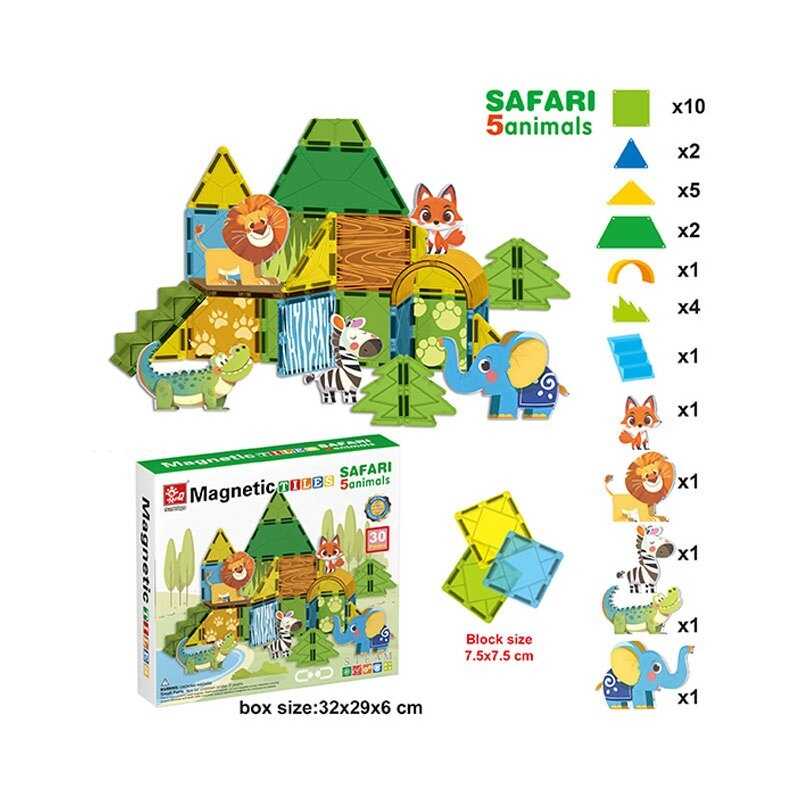 Магнітний конструктор SQ 66001-5 (16) 30 деталей, 5 фігурок тварин, в коробці