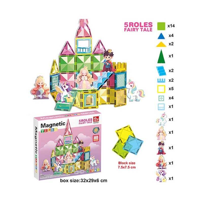 Магнітний конструктор SQ 66001-9 (16) 40 деталей, 5 фігурок, в коробці