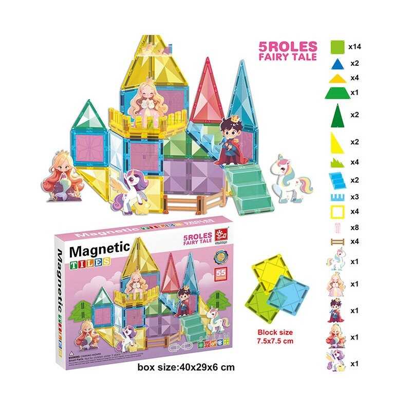 Магнітний конструктор SQ 66002-9 (12) 55 деталей, 5 фігурок, в коробці