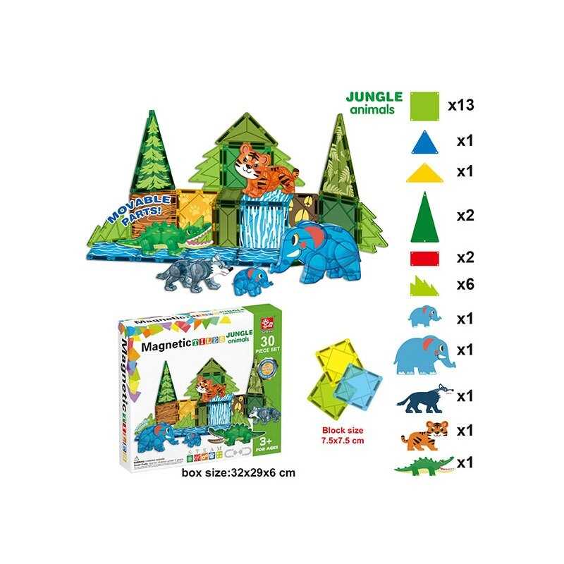 Магнітний конструктор SQ 68001-2 (16) 30 деталей, 5 об’ємних фігурок тварин, в коробці
