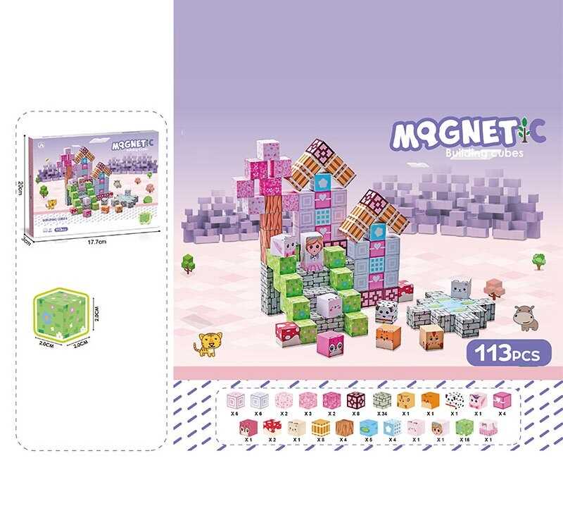 Магнітний конструктор CH 1332 (36) 113 деталей, довжина ребра кубика 2 см, в коробці