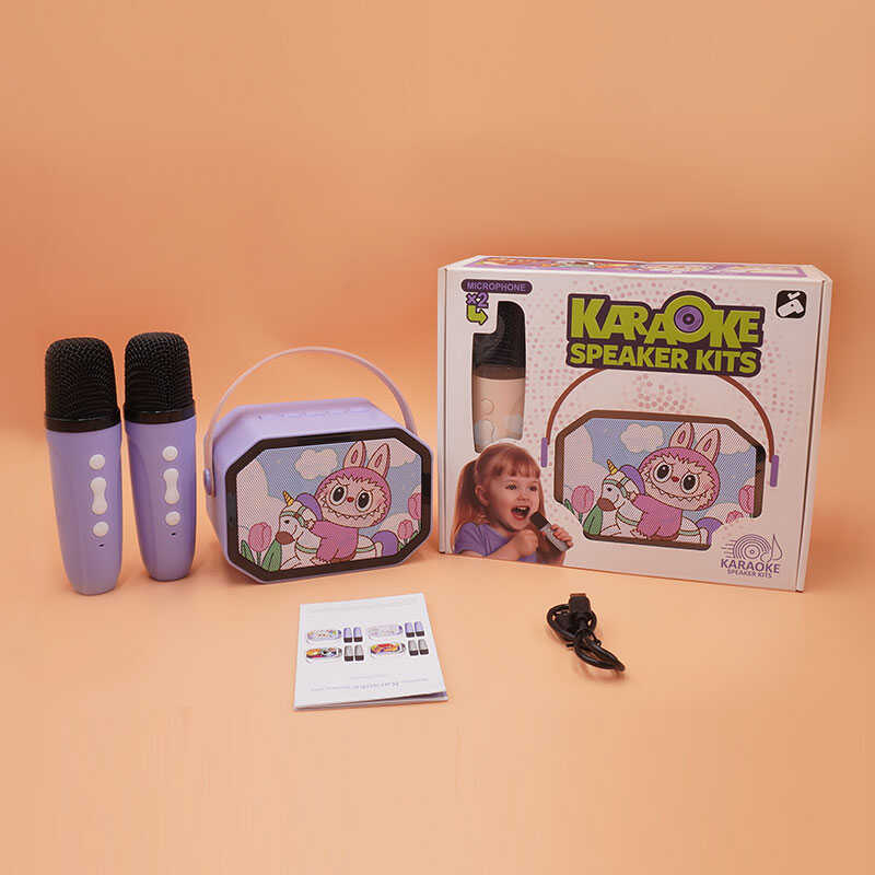 Караоке K 9 L (40) 2 мікрофони, вбуд. акум., Bluetooth, слот для TF, type-С, AUX, зміна голосу, мінус, регул. гучності/світла, в коробці