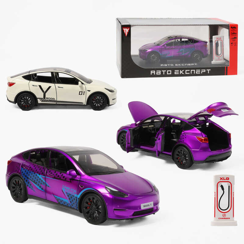 Машинка RS-91346 (24) "Авто Експерт", 2 кольори, електромобіль, зарядна станція, металопластик, 1:24, звук, світло, інерція, в коробці