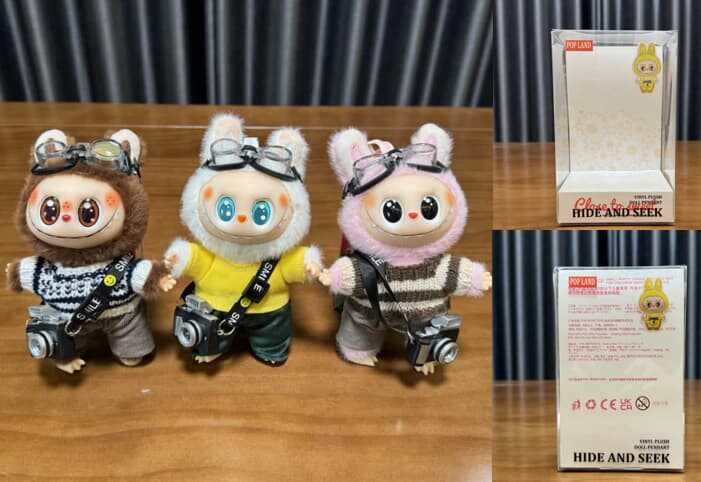 М`яка іграшка-брелок M 19537 (225) ЦІНА ЗА 1 ШТУКУ, висота героя 14 см, карабін, голова, стопи та долоні оберт. на 360°, фотоапарат, в коробці, МІКС