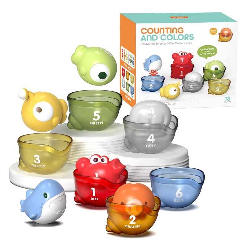 Логічна гра YB 17606 (60) гра для ванни, гумові фігурки, плачстикові чашечки, слова англійською мовою, цифри, сортер, в коробці