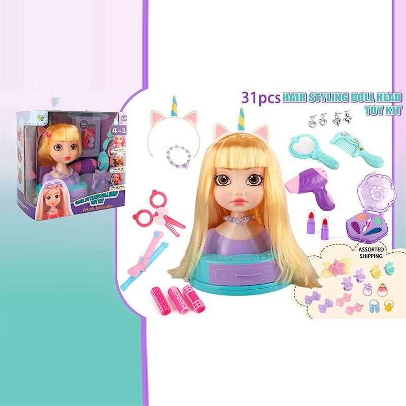 Манекен для зачісок SR 001 (18/2) косметика, перукарські інструменти, заколки, резинки, в коробці