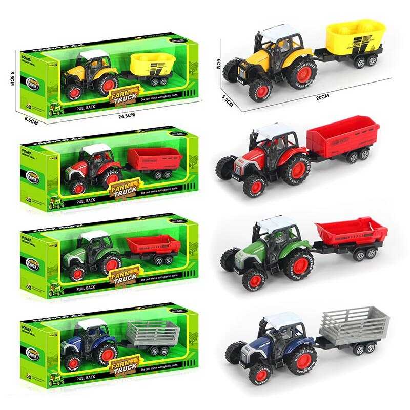 Трактор 955-204 (144/2) 4 види, причіп, розмір: 20х5.8х6 см, металопластик, інерція, в коробці, ВИДАЄТЬСЯ МІКС ВИДІВ