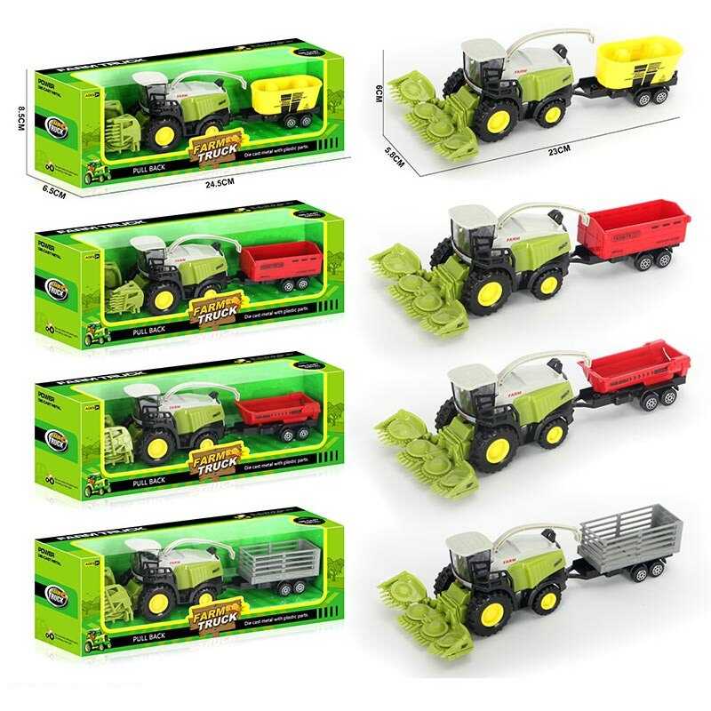 Комбайн 955-214 (144/2) 4 види, причіп, розмір: 23х5.8х6 см, металопластик, інерція, рухомі елементи, в коробці, ВИДАЄТЬСЯ МІКС ВИДІВ