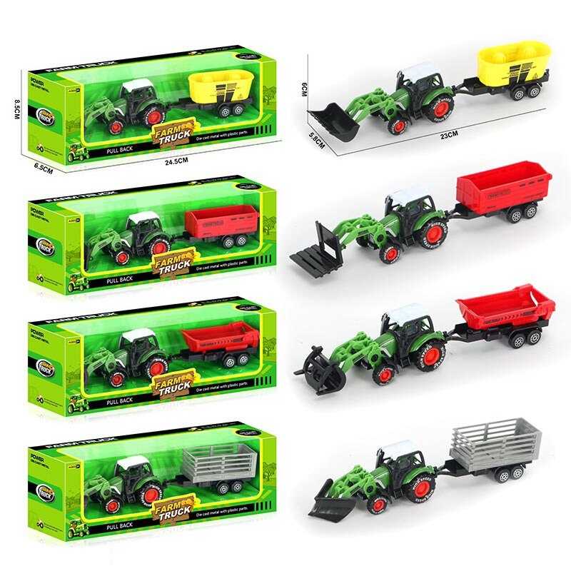 Трактор 955-216 (144/2) 4 види,  причіп, розмір: 23х5.8х6 см, металопластик, інерція, рухомі елементи, в коробці, ВИДАЄТЬСЯ МІКС ВИДІВ