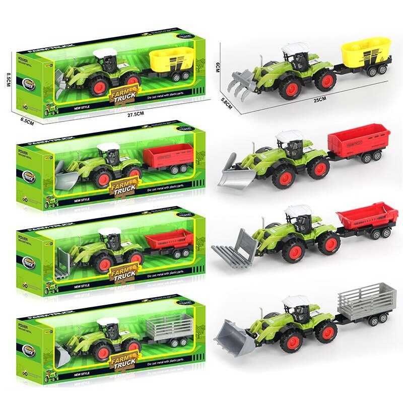 Трактор 955-231 (144/2) 4 види, причіп, розмір: 25х5.8х6 см, металопластик, інерція, рухомі елементи, в коробці, ВИДАЄТЬСЯ МІКС ВИДІВ