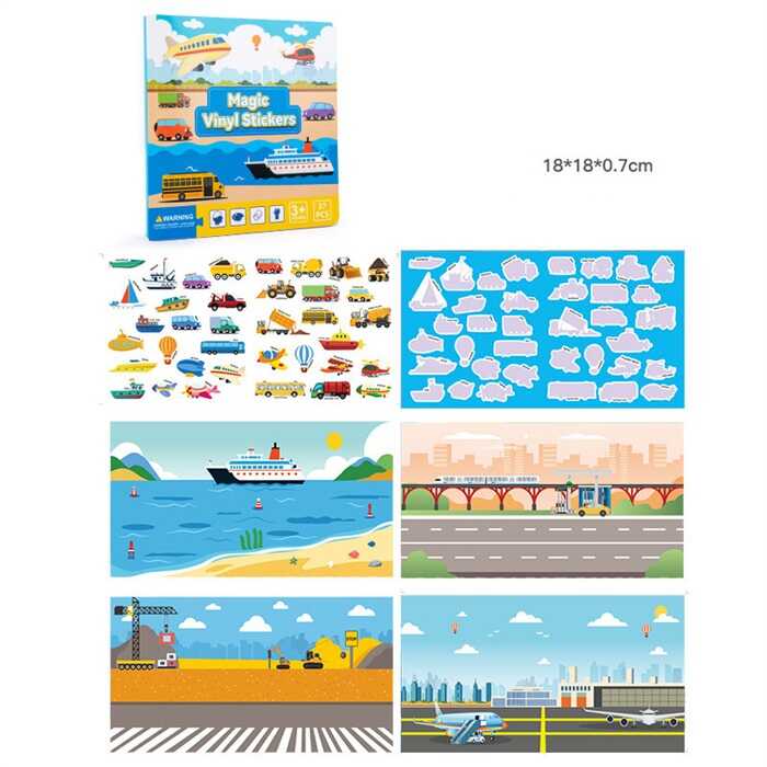 Логічна книжка C 75330 (120) "Транспорт", наліпки, 37 елементів, фони, в пакеті