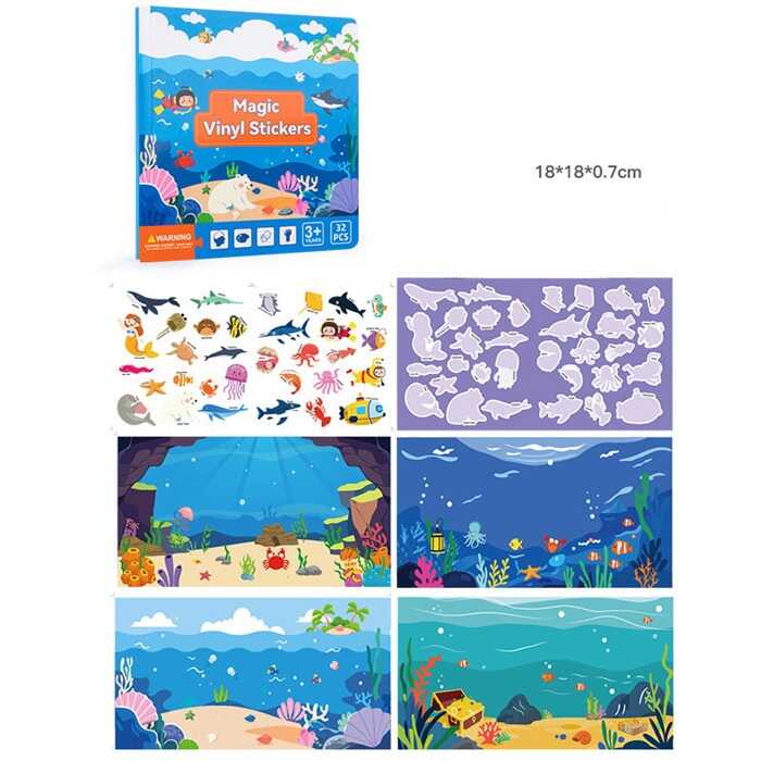 Логічна книжка C 75332 (120) "Морські жителі", наліпки, 32 елементи, фони, в пакеті