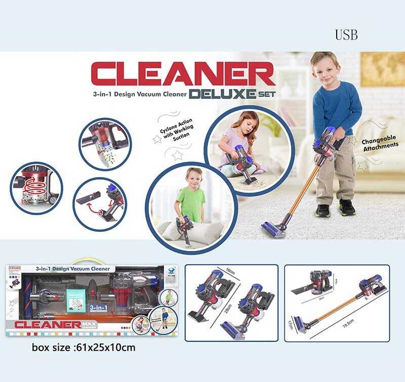 Пилосос 1009 A (18)3в1, акумулятор: 3.7V, звук всмоктування, змінні насадки, пінопластові кульки, USB-кабель, рухомі елементи, в коробці