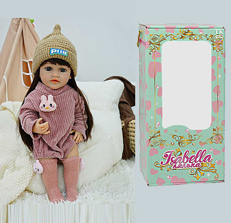 Лялька QM 24088 (12) "TK Group", функціональна, висота: 50 см, датчик руху, звуки: сміх, плач, засинає, гумова, імітація скляних очей, в коробці