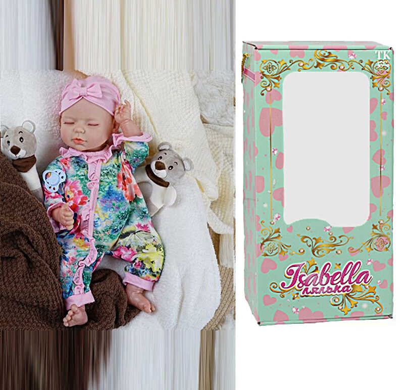 Пупс QM 24019 (12) "TK Group", функціональний, висота: 42 см, гумовий, пустушка, пляшечка, памперс, шапочка, в коробці