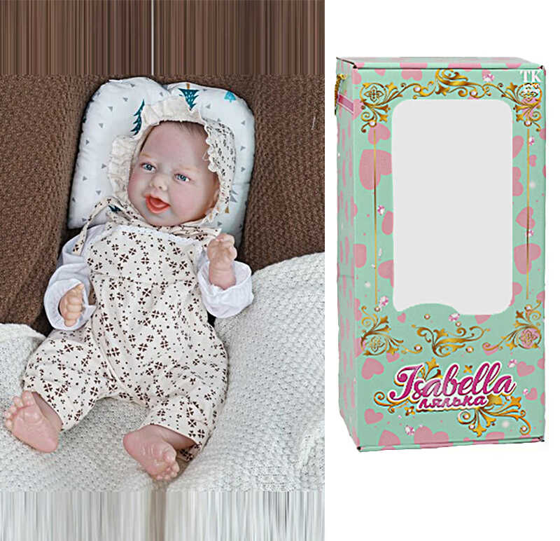 Пупс QM 24049 (12) "TK Group", функціональний, датчик руху, звуки: сміх, плач, засинає, висота: 42 см, гумовий, пустушка, пляшечка, памперс, шапочка, в коробці