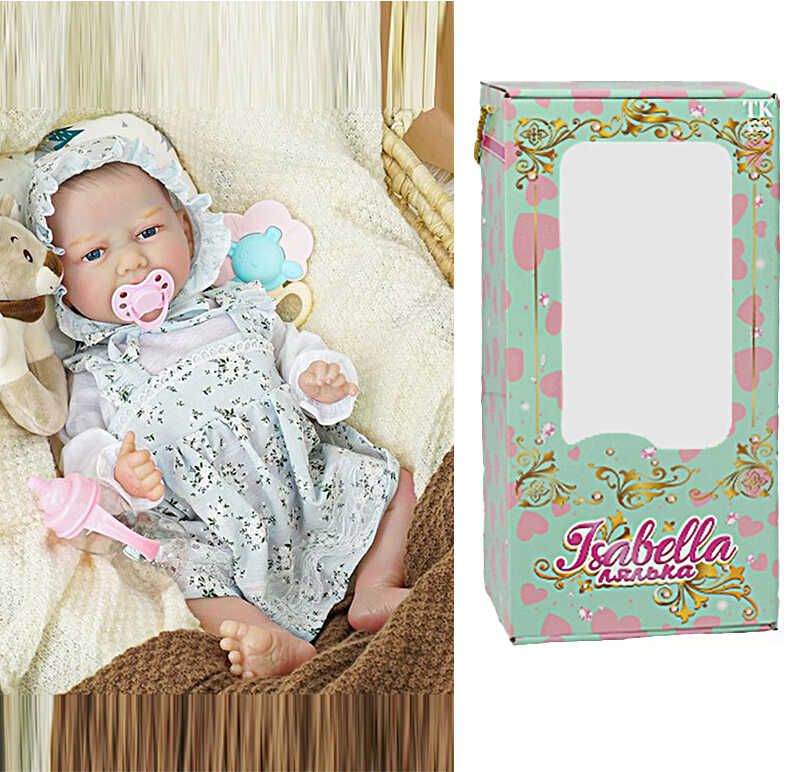 Пупс QM 24039 (12) "TK Group", функціональний, висота: 42 см, гумовий, пустушка, пляшечка, памперс, шапочка, в коробці