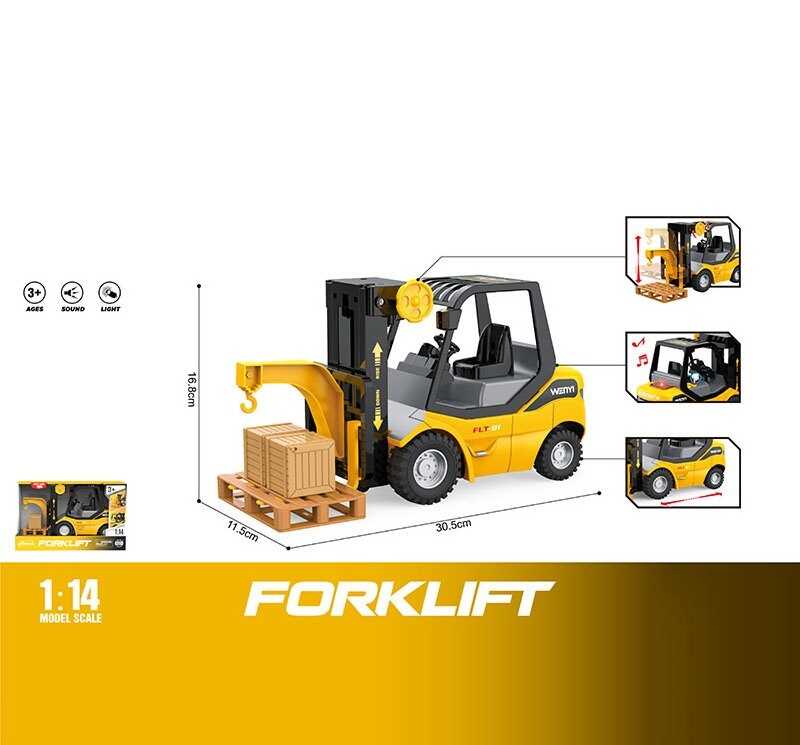 Спецтехніка WY 371 A (18) “Навантажувач”, масштаб: 1:14, інерція, підсвічування, звуки, механічний підіймач, вантаж, гумові колеса, в коробці