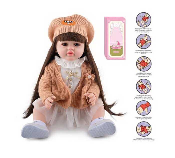 Лялька AFD 8866-58 S (12) висота: 52 см, функціональна, гумова, звуки, прошите волосся, аксесуари, в коробці