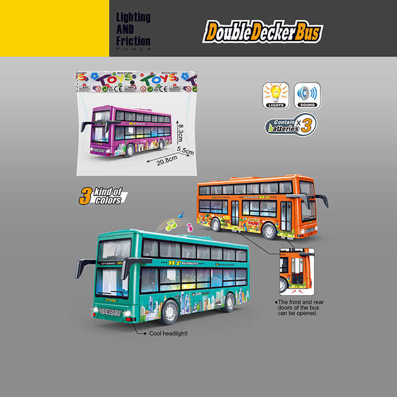 Автобус 7734 (100) 3 кольори, звуки, підсвічування, інерція, гумові шини, на батарейках, відчиняються двері, в пакеті, ВИДАЄТЬСЯ ТІЛЬКИ МІКС ВИДІВ