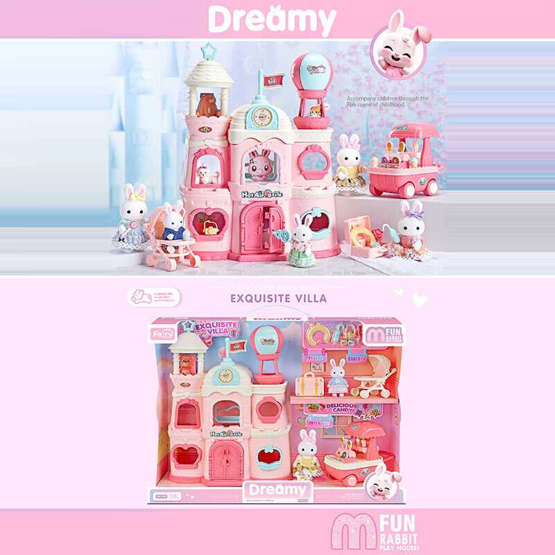 Будиночок 6694 A (12) 2 флоксові фігурки, замок, візочок, аксесуари, в коробці