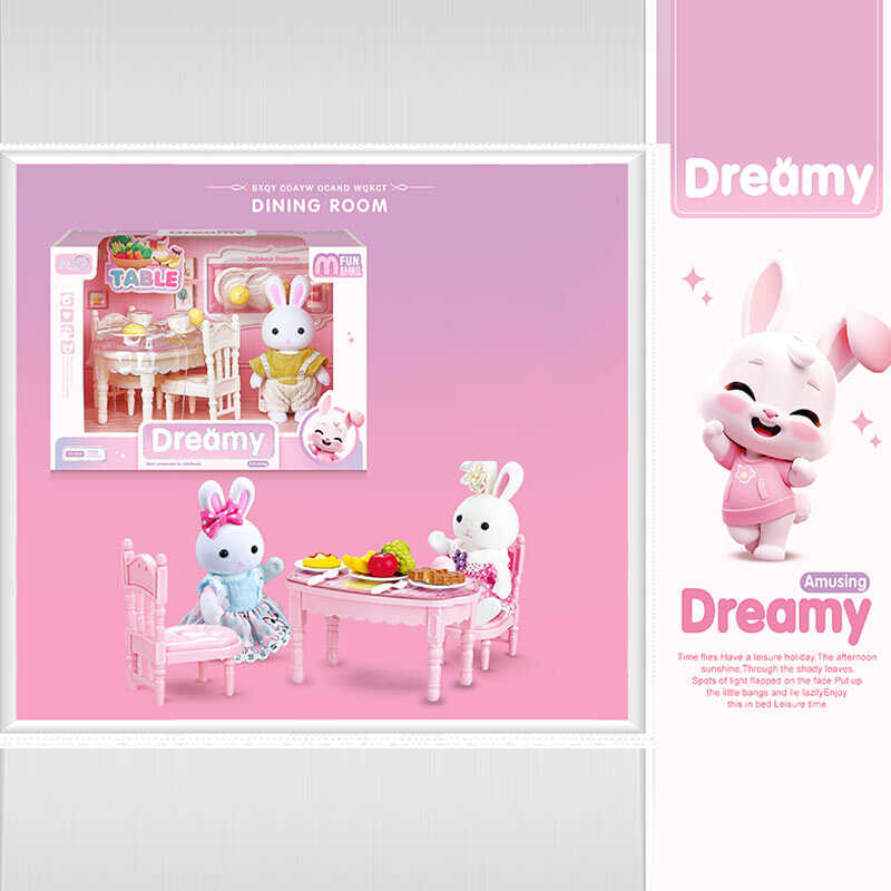 Набір меблів 6621 A-3 (96/2) флоксова фігурка, висота: 9 см, стіл, стільці, аксесуари, в коробці